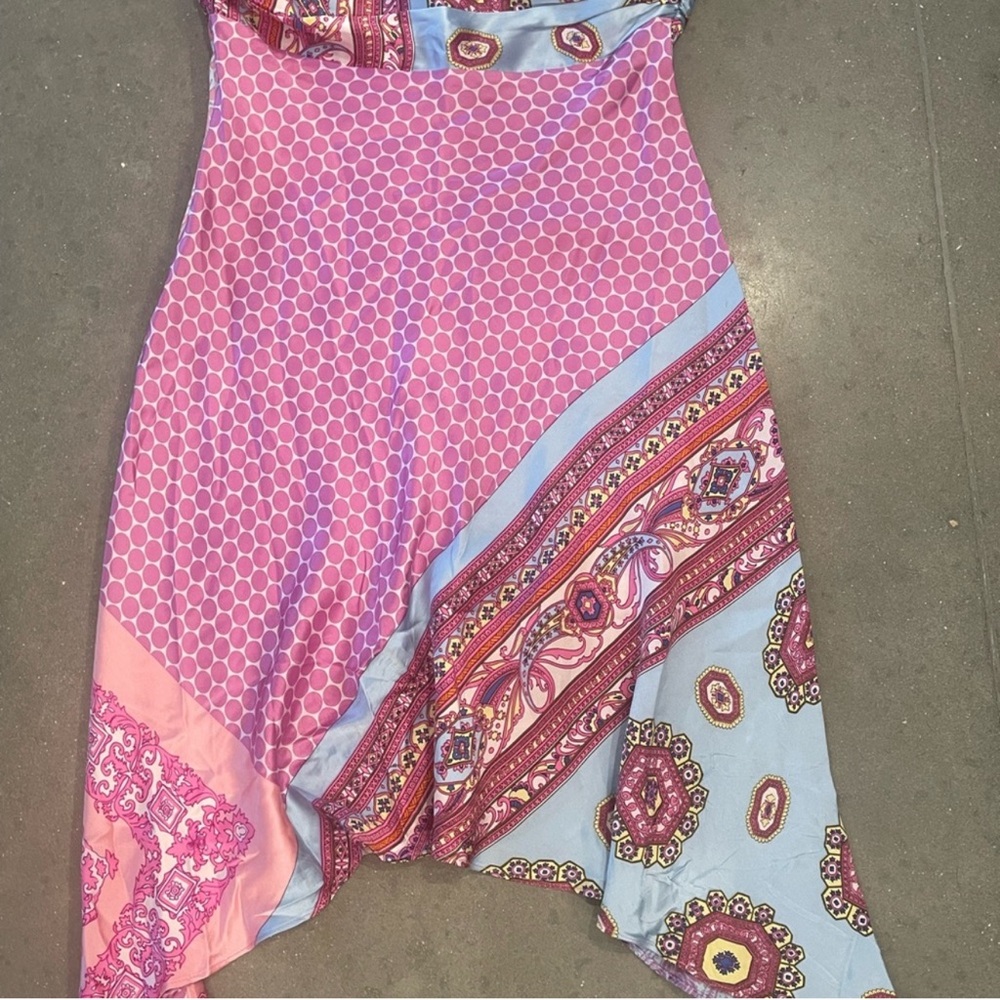 Alice & Trixie Pinky Purple Patterned Silk Dress - Picture 3 of 5